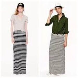 J. Crew NEW Striped Maxi Skirt Ruching Gathered Navy Cream Off White small